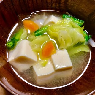 豆腐・キャベツ・春菊の味噌汁